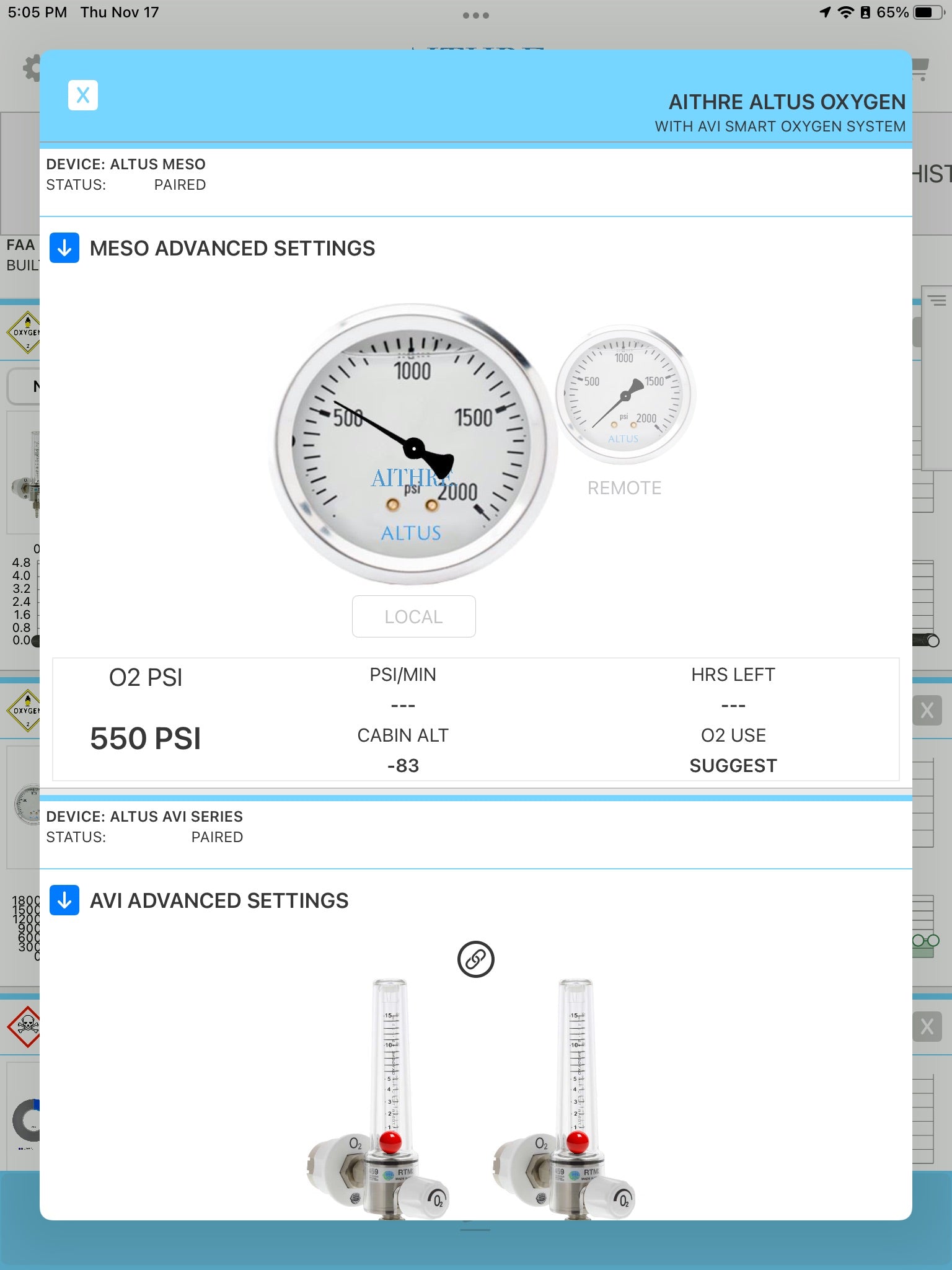 AVI64C 4-Place Smart Oxygen Systems for Certified Aircraft with Healthview