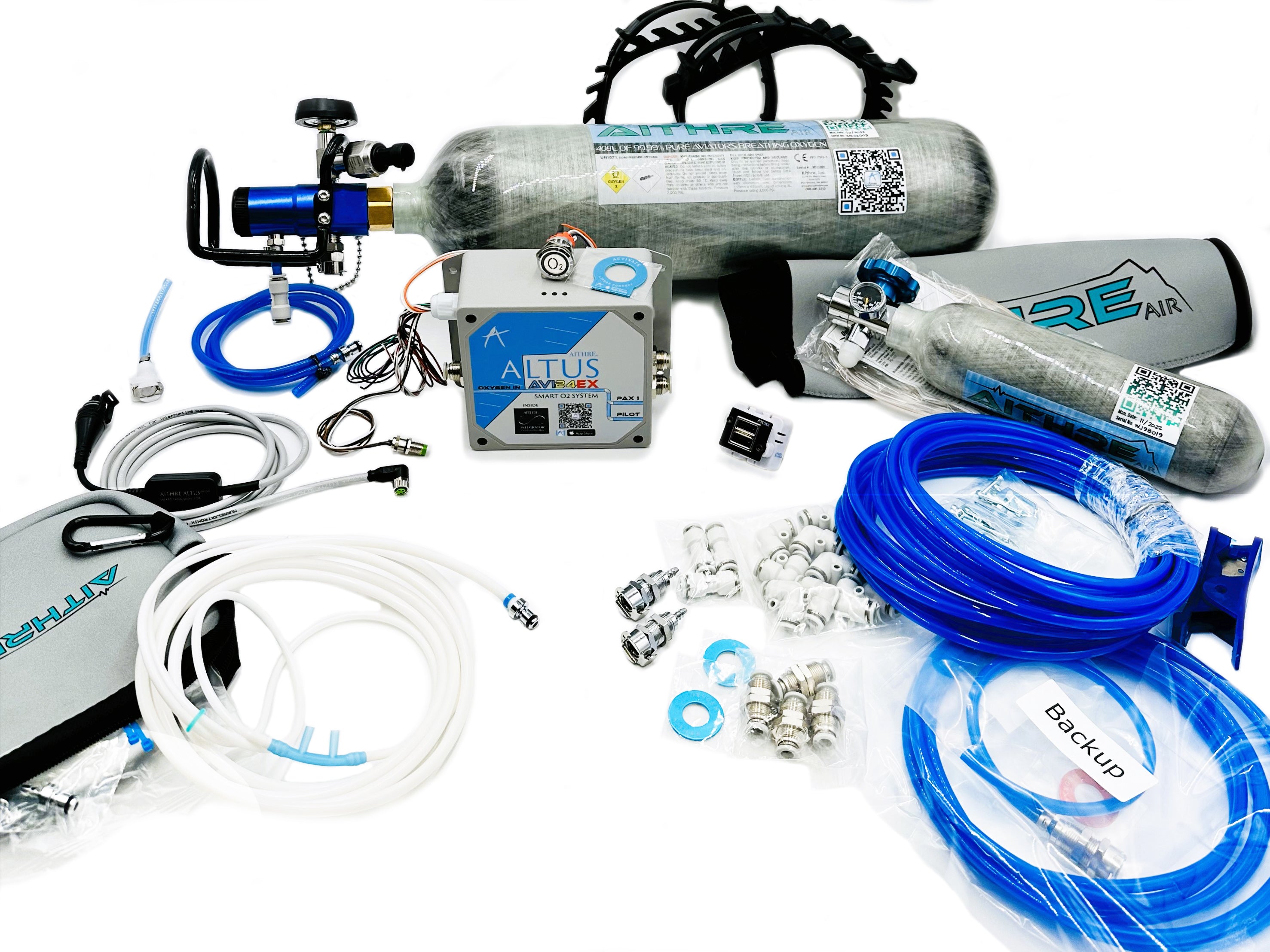 AVI24EX 2-Place Smart O2 Valve with 408L Bottle and Altus Meso and Healthview