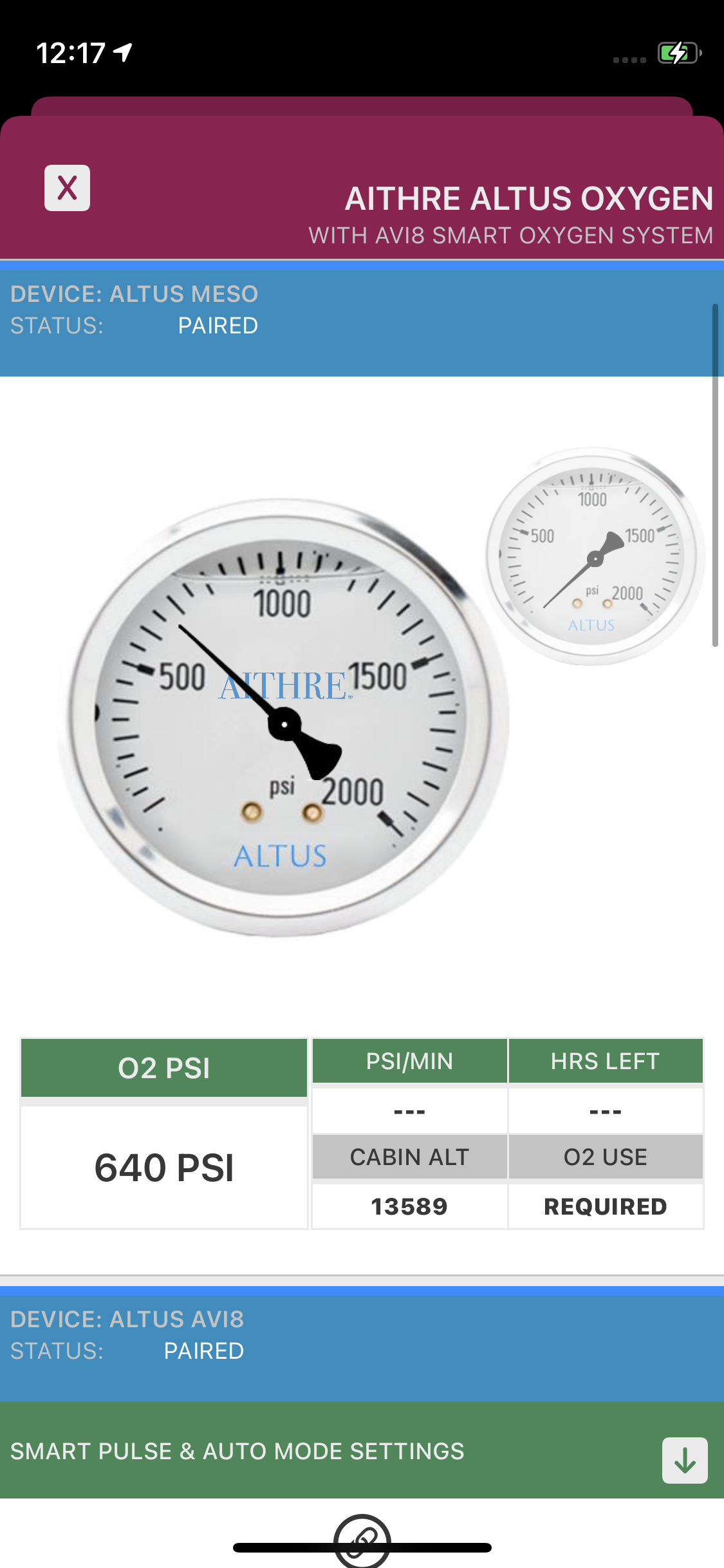 AVI 1-Place Smart O2 Valve with 47L Bottle and Altus Meso