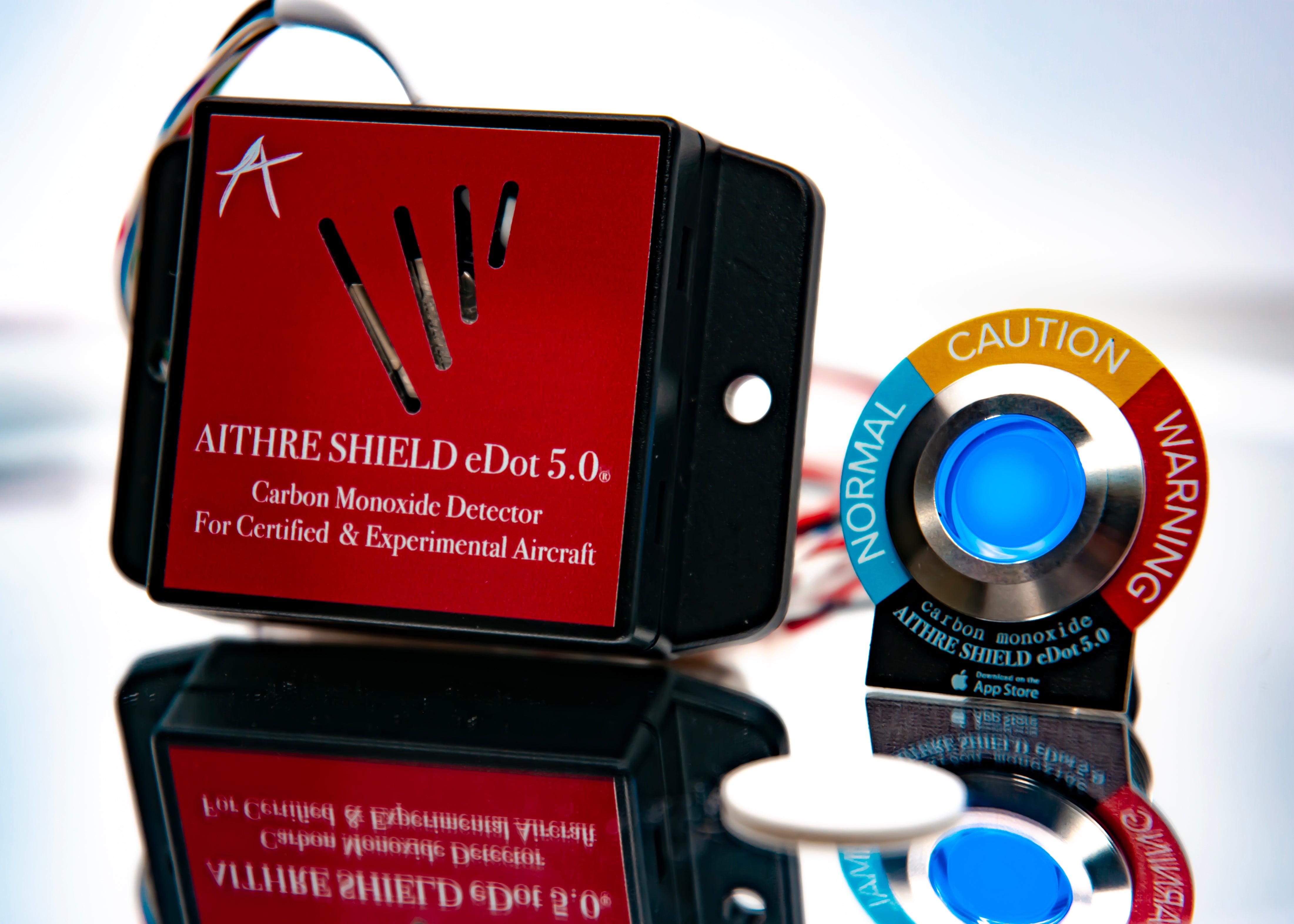 Shield eDot 5.0 CO Detector - FAA Part 23 Approved - Panel LED indicator - w/ iOS App