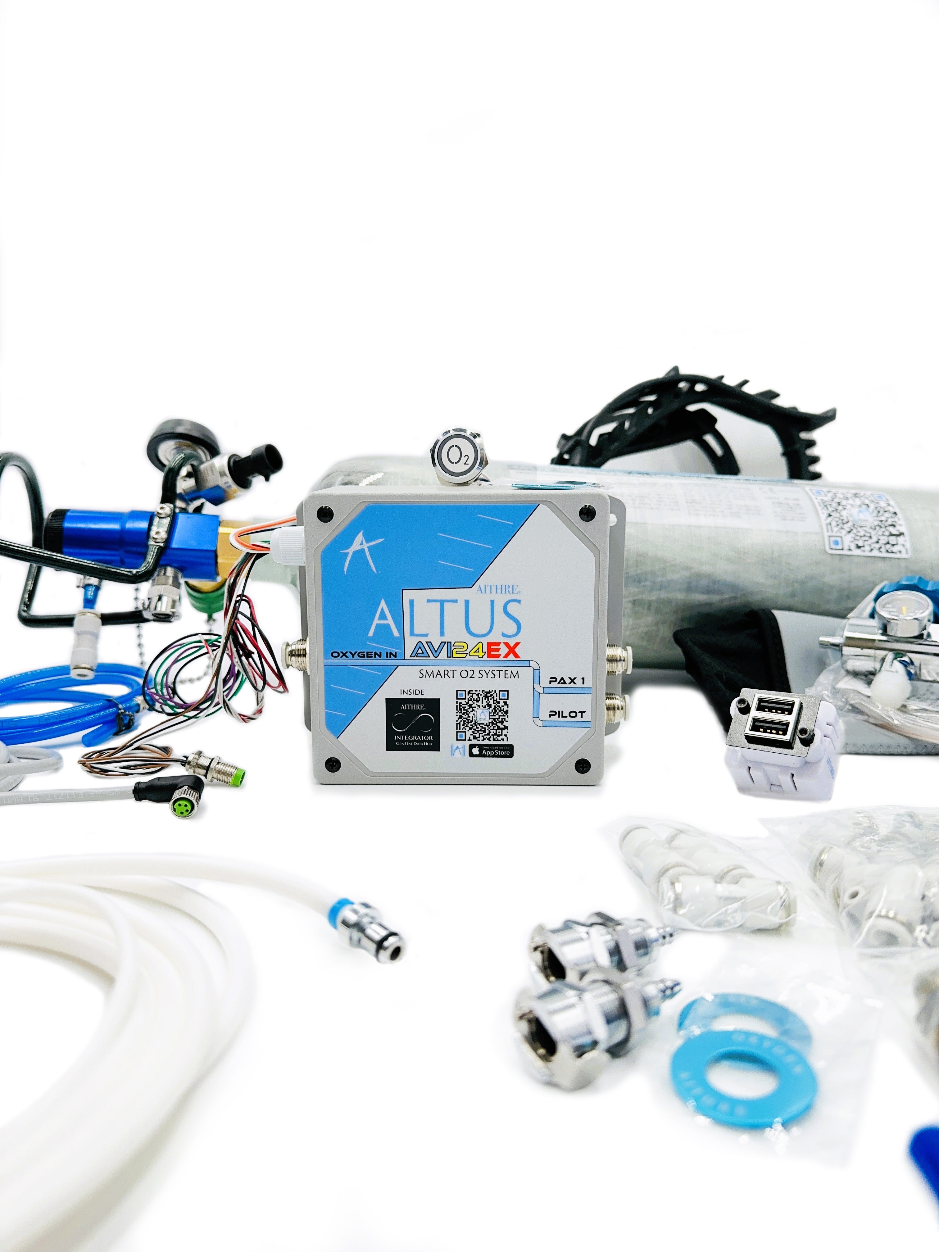 AVI24EX 2-Place Smart O2 Valve with 408L Bottle and Altus Meso and Hea