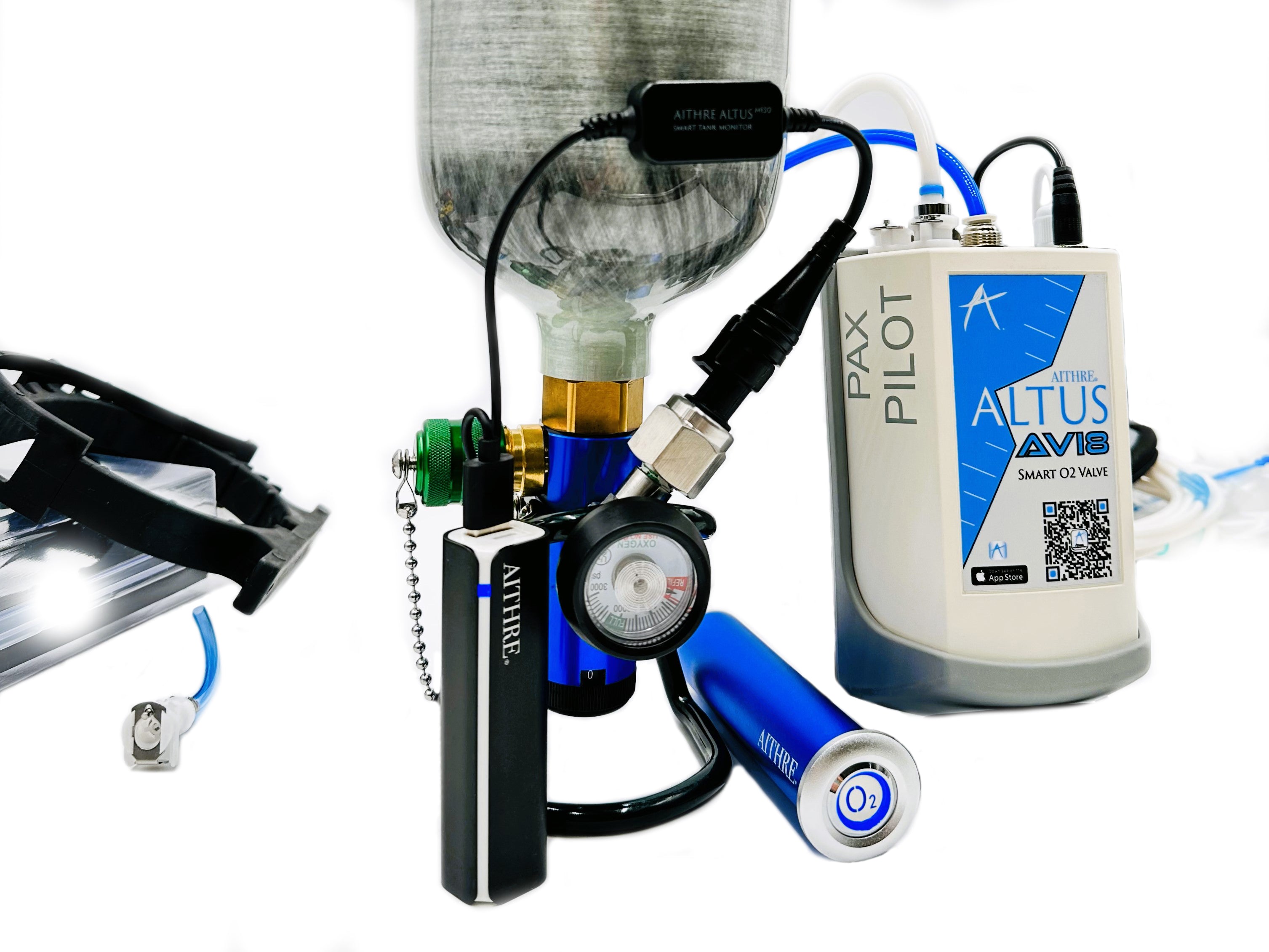 AVI8 2-Place Smart O2 Valve with 408L Bottle and Altus Meso