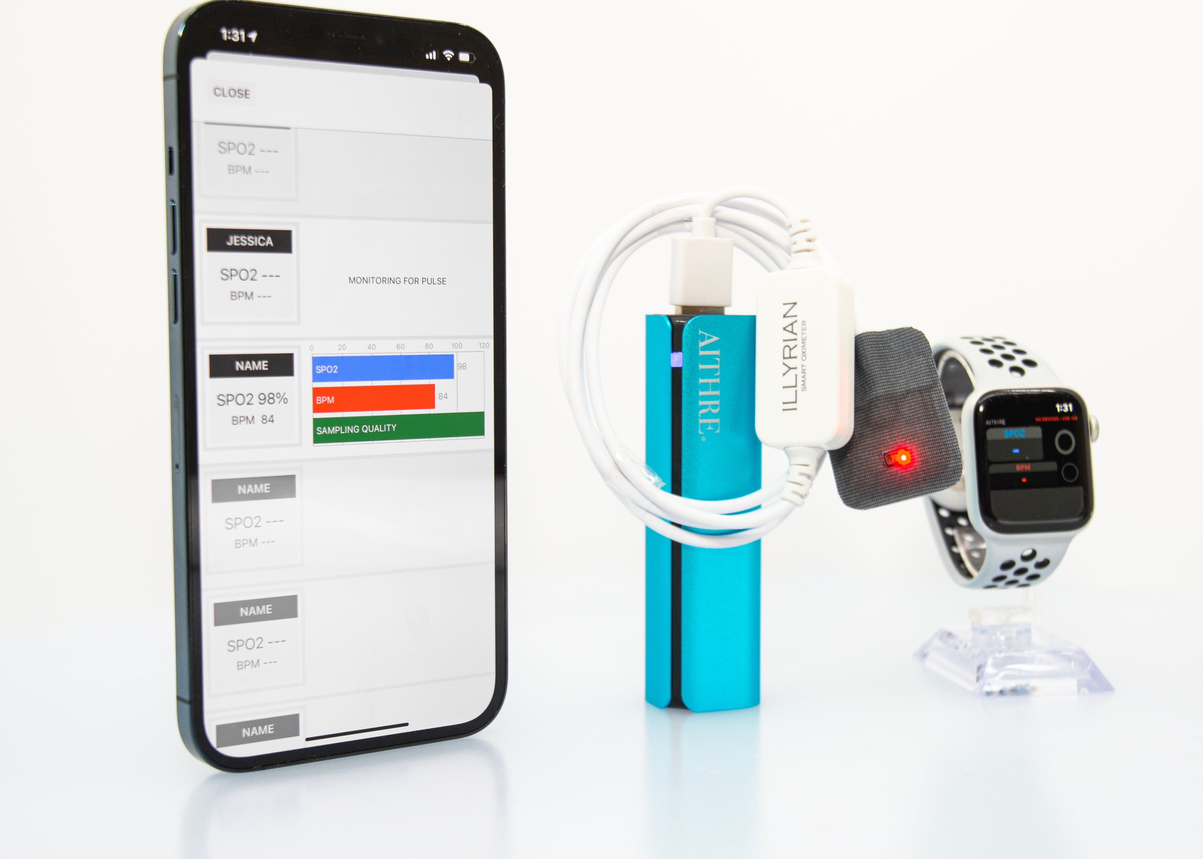 Illyrian Smart Oximeter - With iOS App - White