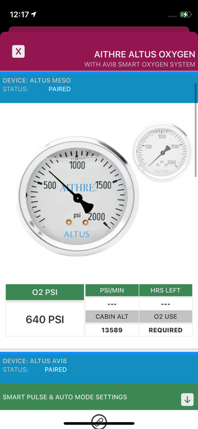 AVI 1-Place Smart O2 Valve with 47L Bottle and Altus Meso